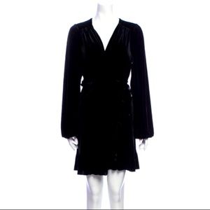 MISA Los Angeles LBD Black Velvet Wrap Dress - Large